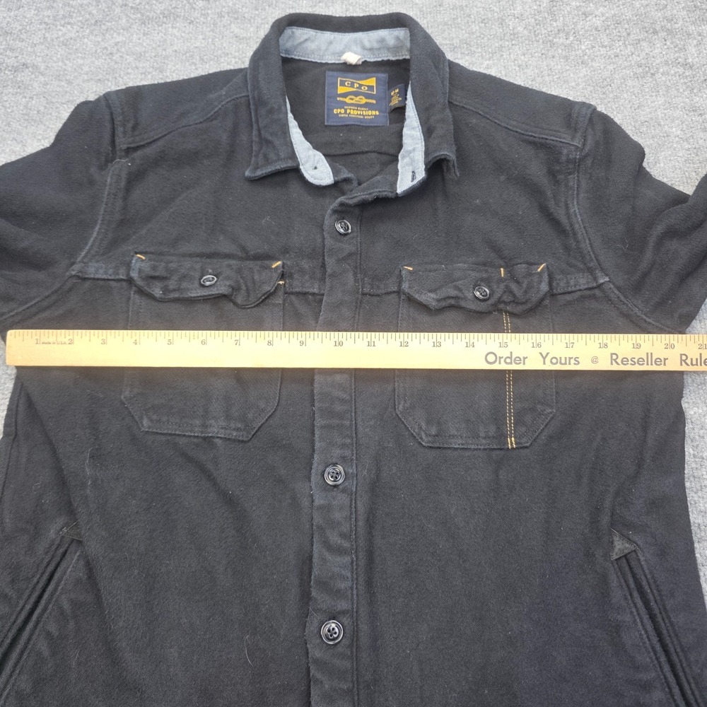 CPO Provisions Flannel Shirt Jacket Shacket Elbow Patch Medium Black Heavy - Picture 8 of 11